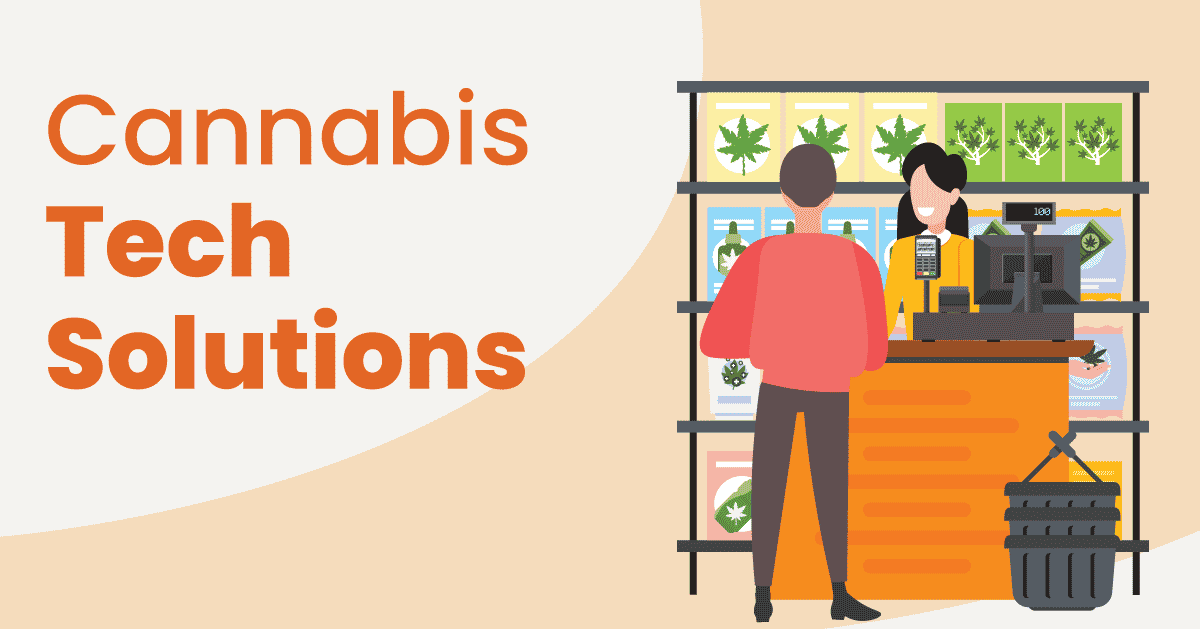 Person checks out a dispensary POS system in a cannabis retail store