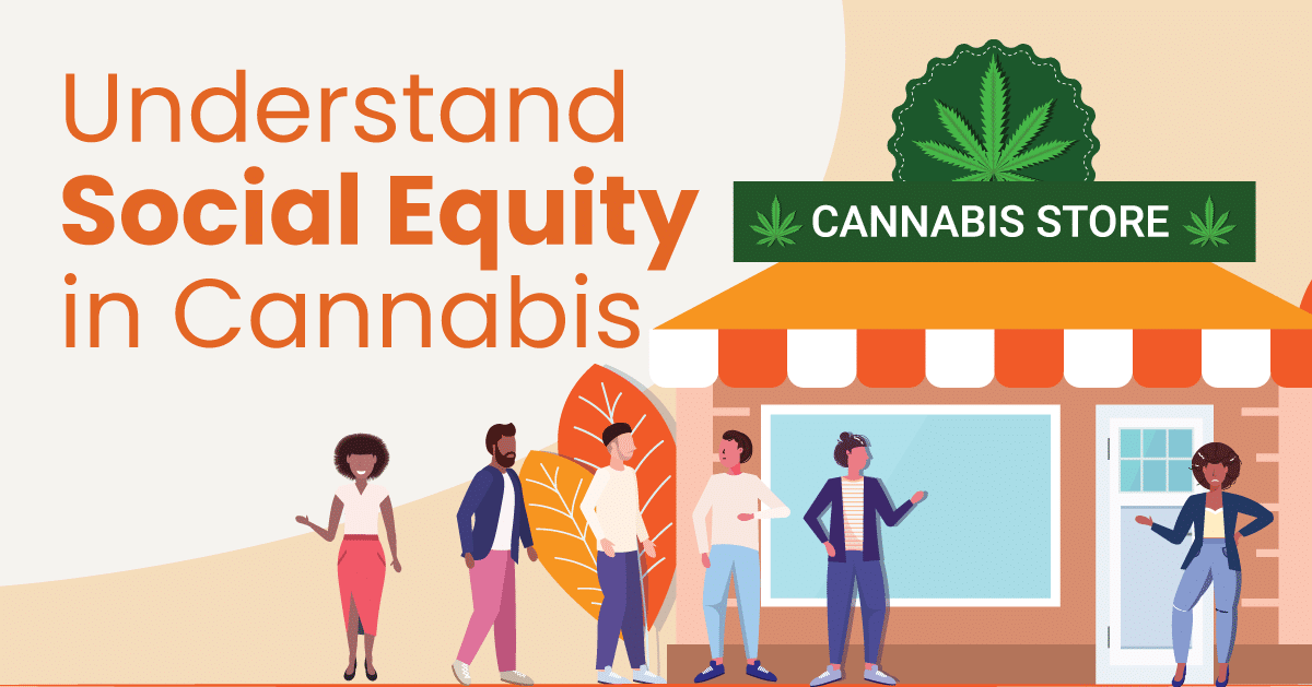 a graphic showing people standing outside a cannabis dispensary