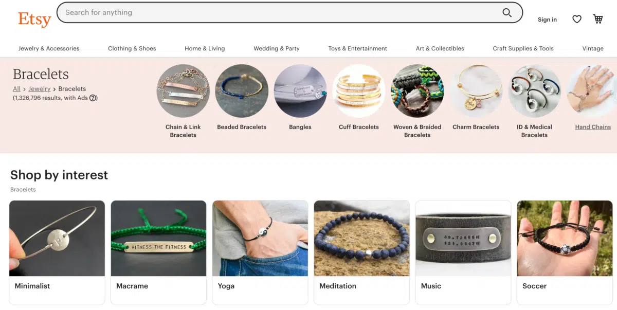 a screen capture showing how to find products to sell on Etsy