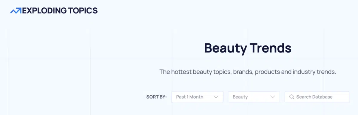 a screen capture of a search for 'Beauty Trends' on Exploding Topics