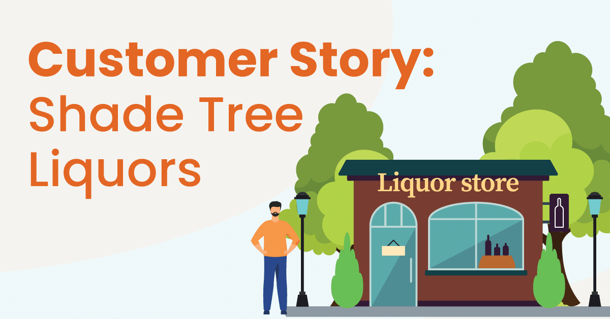a graphic showing a business owner next to a liquor store