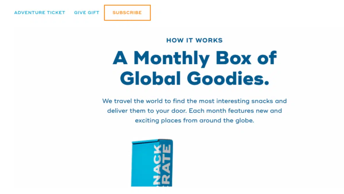 an example of a subscription box from Snack Crate
