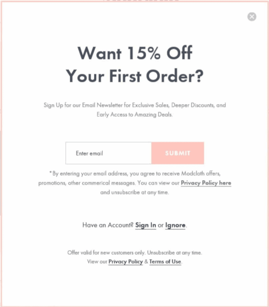 Image showing how to build an email list with pop-up offer