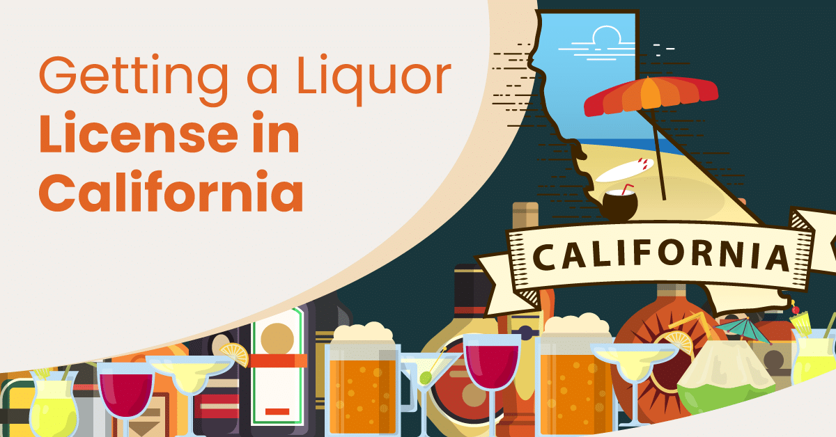 a graphic showing the state of California surrounded by alcoholic beverages