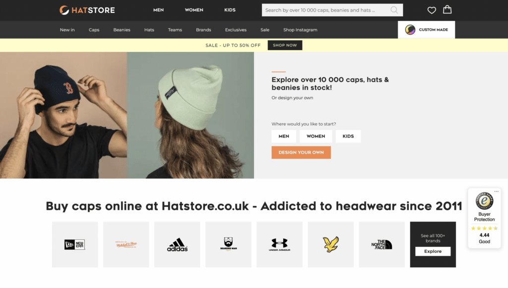 Picture showing a navigation bar as an example of how to improve eCommerce conversation rate