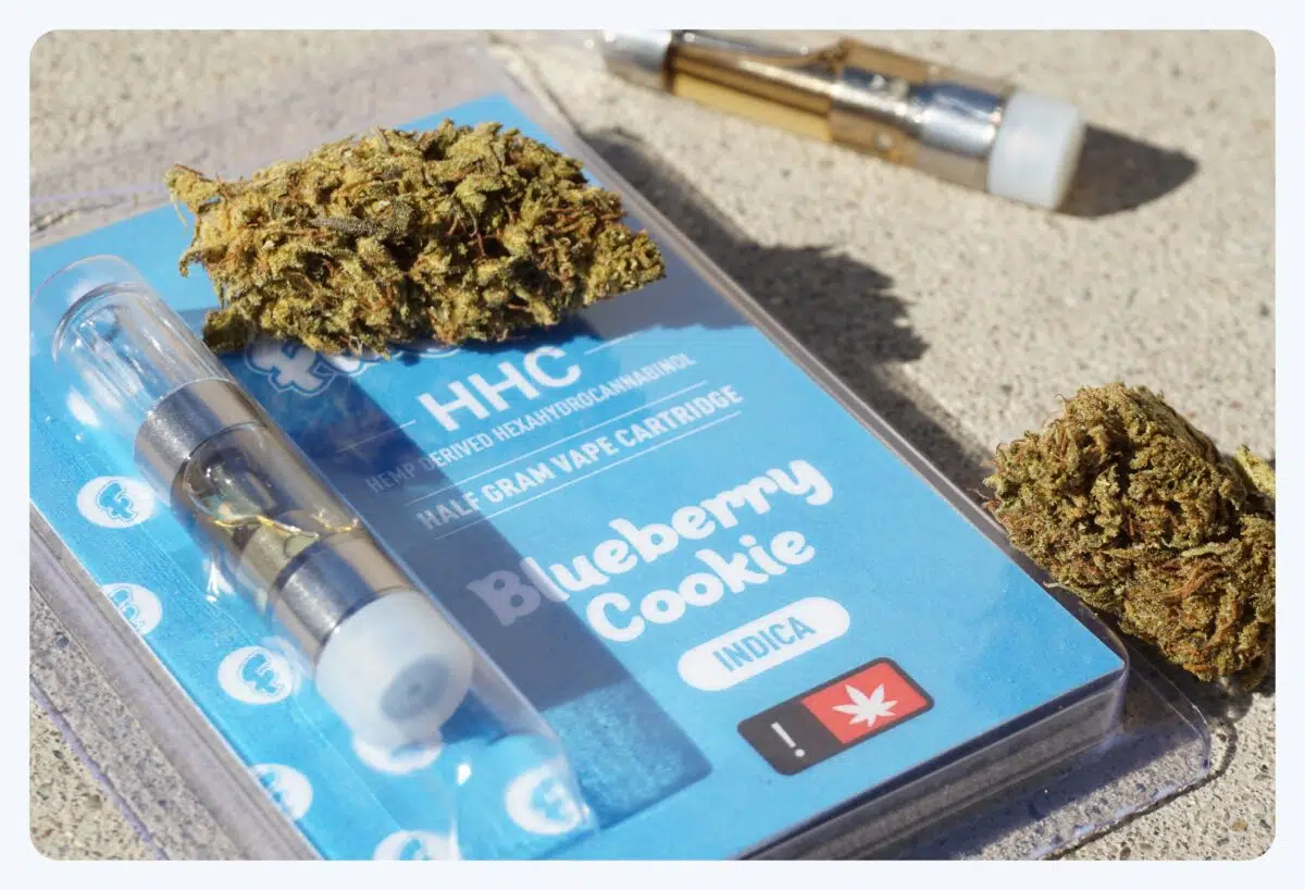 cannabis flower and 'blueberry cookie' vape cartridges