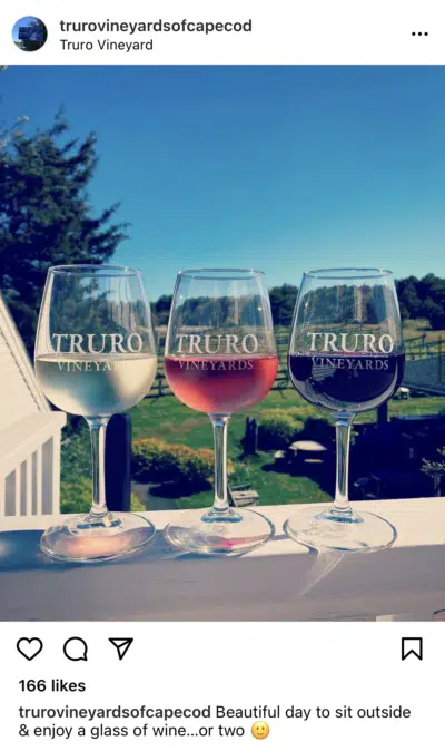 an example of winery marketing from Truro Vineyards' Instagram