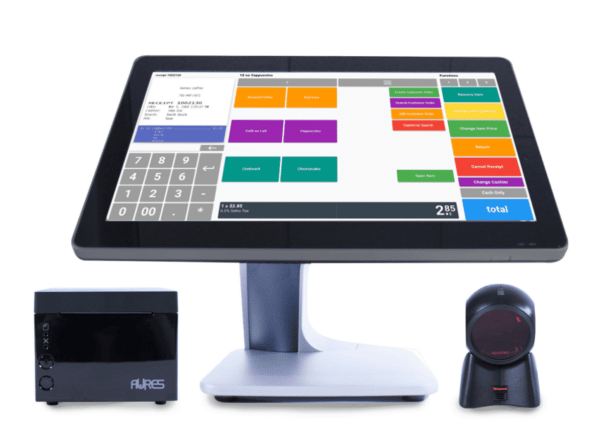 KORONA POS touchscreen terminal with a receipt printer and 2-d scanner