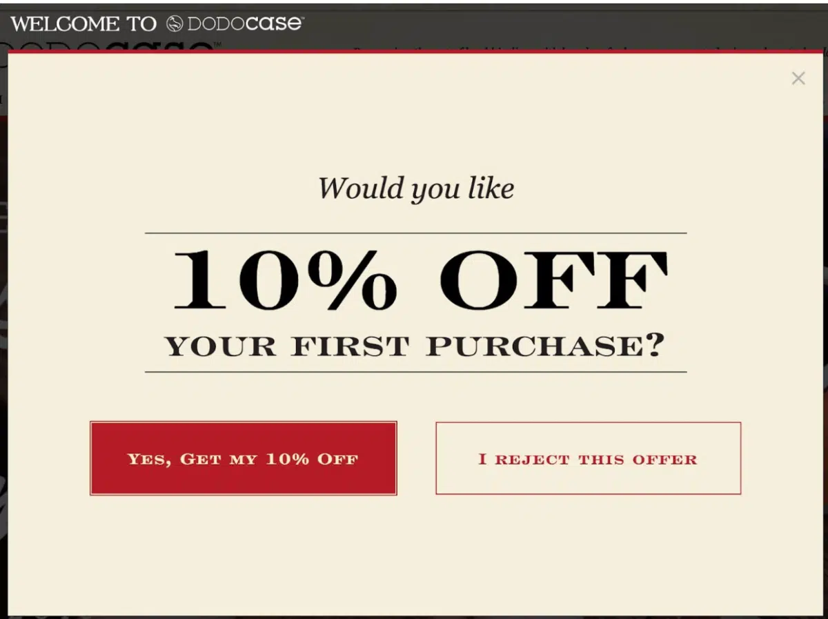 a discount offer example from Dodo Case