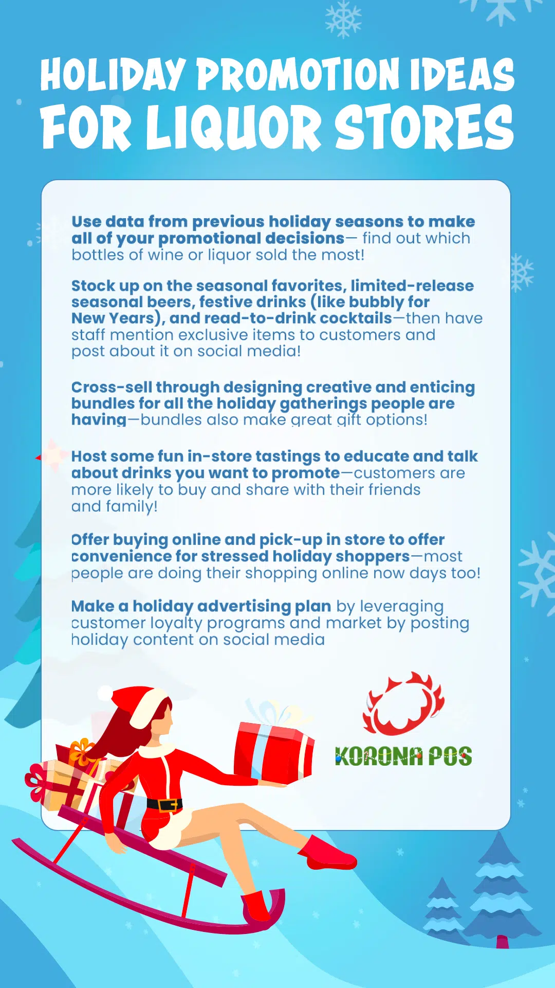 an infographic on holiday promotion ideas for liquor stores