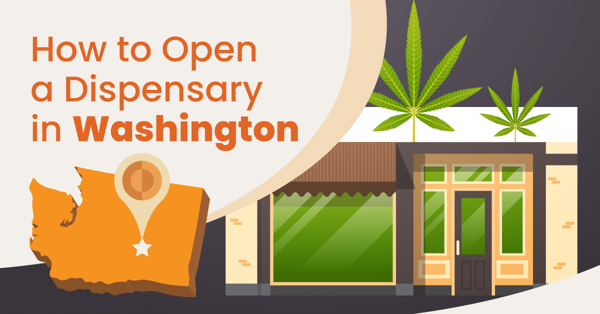 a graphic showing a cannabis dispensary location next to the state of Washington