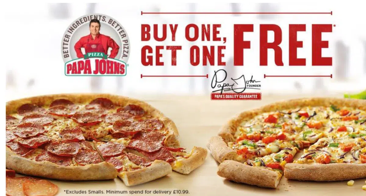 a buy one get one free promo from Papa Johns