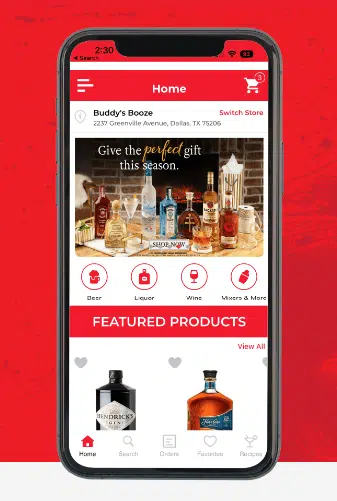 an example of a holiday promotion idea for liquor stores from Bottlecapps loyalty app on a smartphone