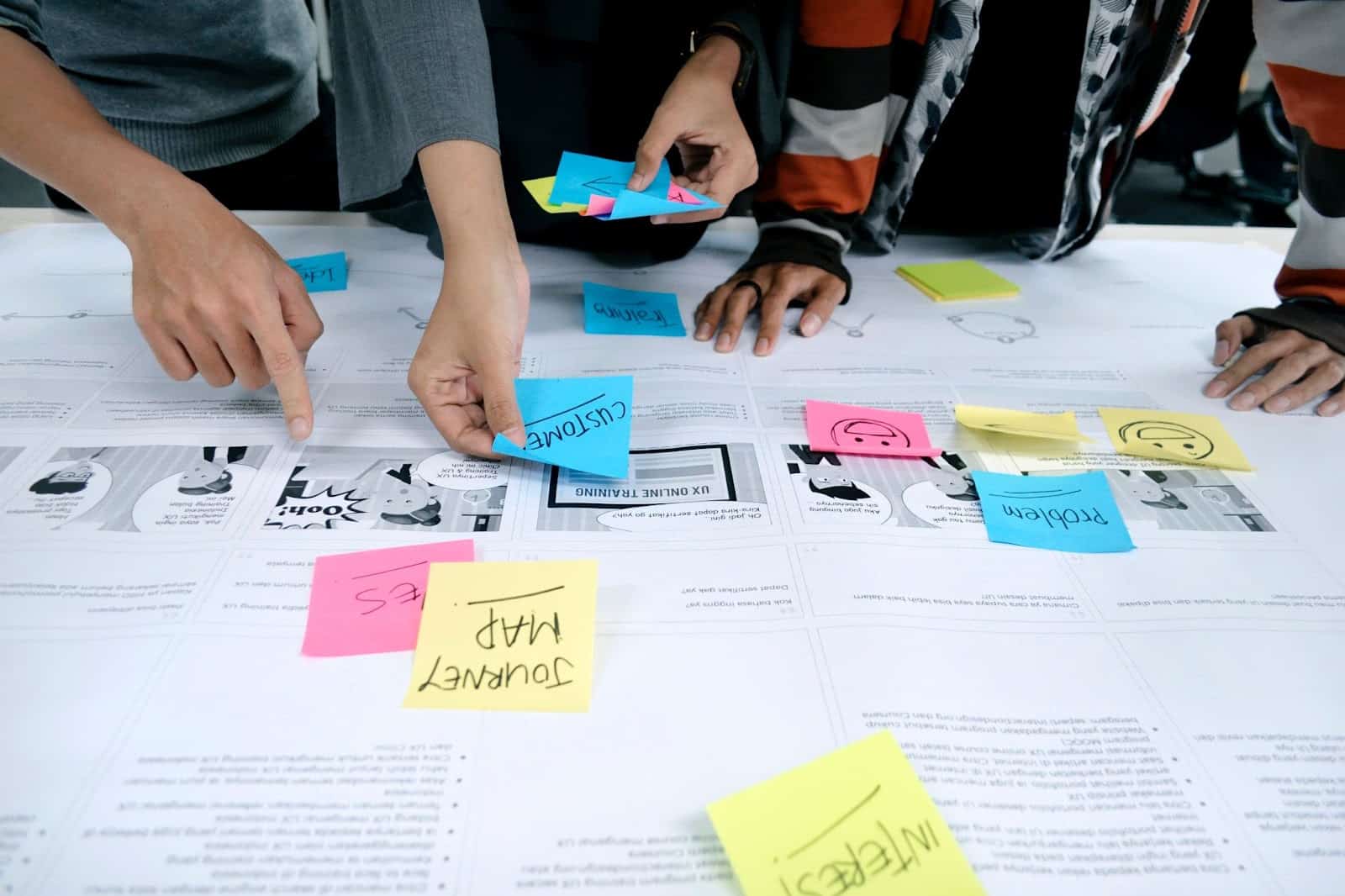 A group of people get together to figure out a stakeholder management strategy for a retail business