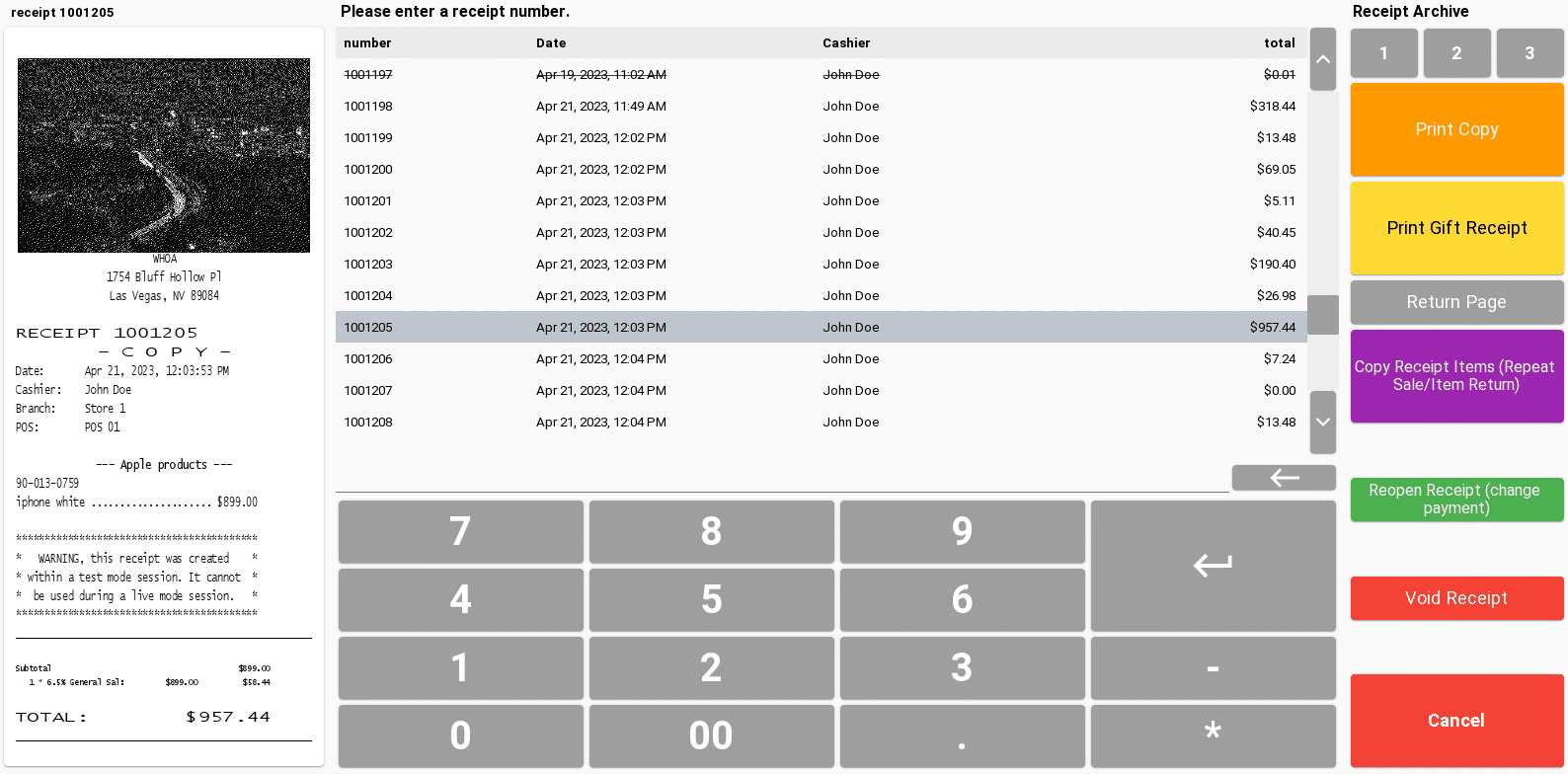 a screen capture from KORONA Studio showing improved receipt archive