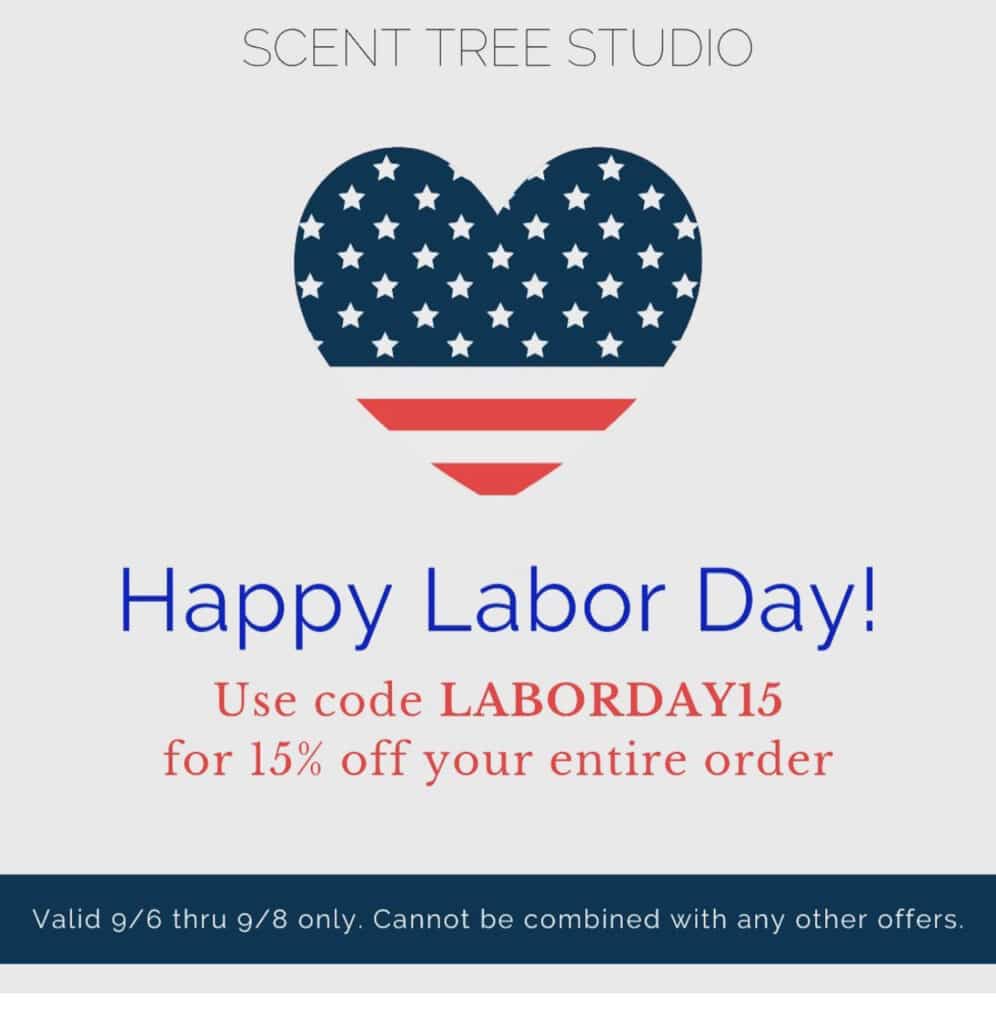 a Labor Day post idea with a promotion from Scent Tree Studio