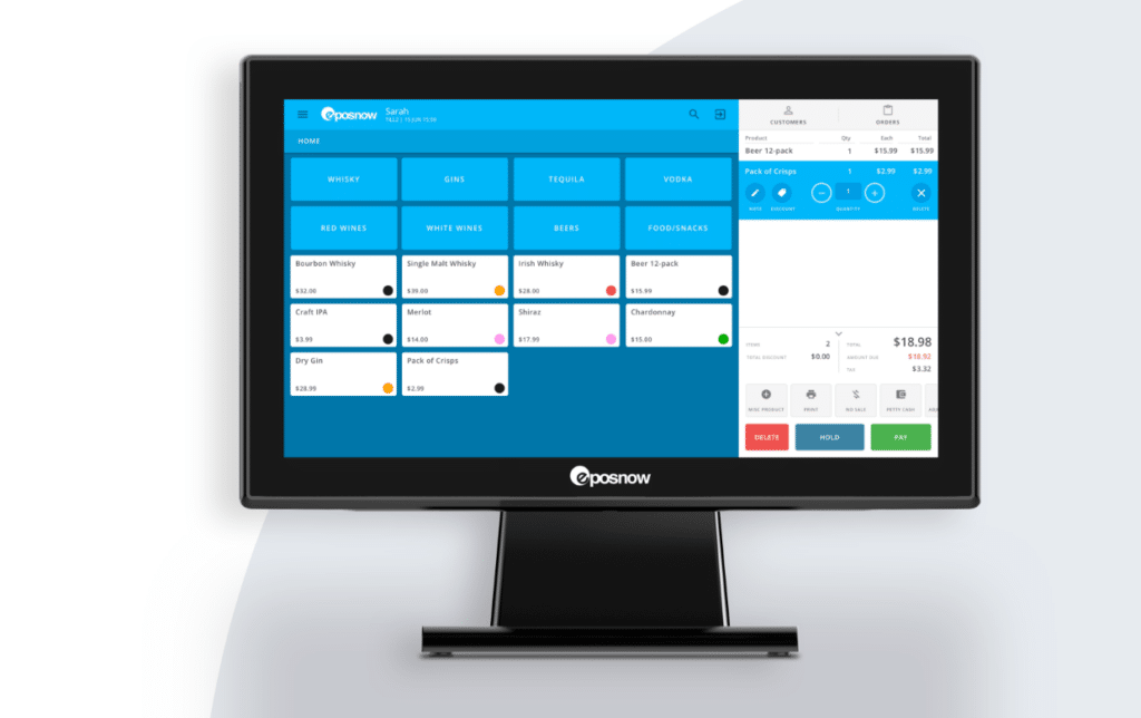 Epos Now POS terminal with a cashier screen