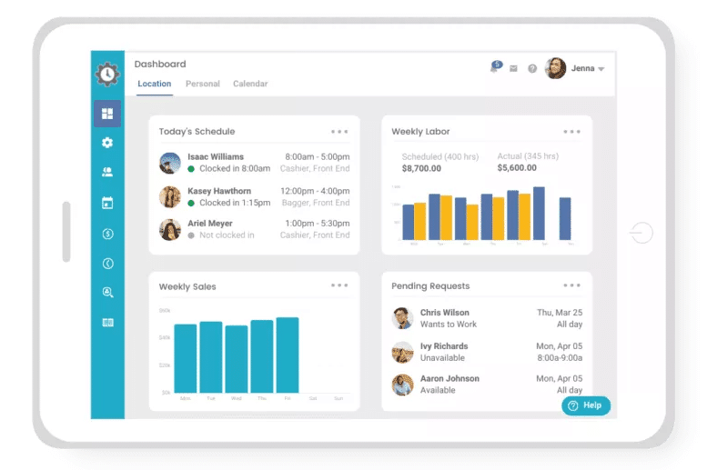 screen capture from TimeForge showing their retail employee scheduling software application