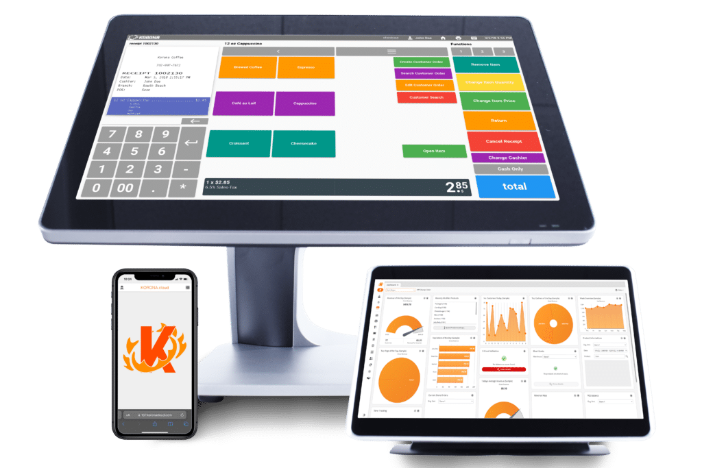 Picture showing Desktop-Tablet-Mobile of KORONA POS