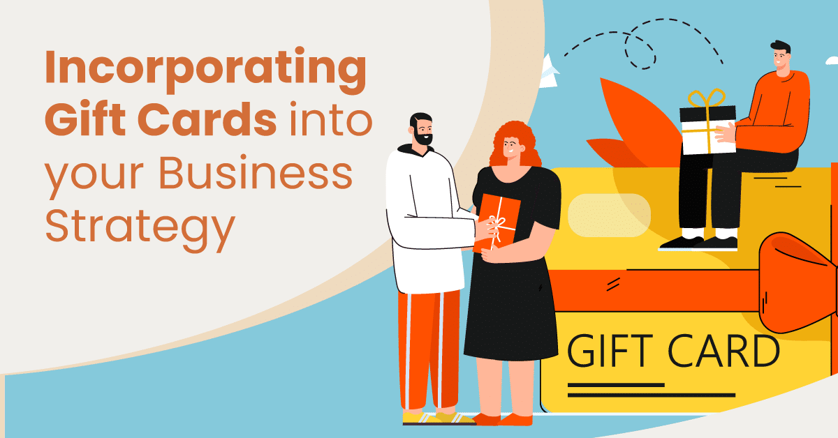 a graphic showing a person receiving a gift card as a present