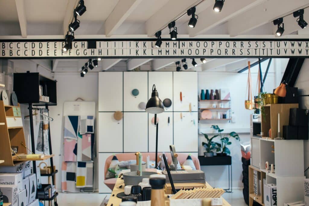 the retail environment of a home goods shop