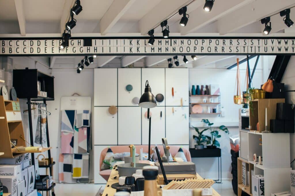 the retail environment of a home goods shop 