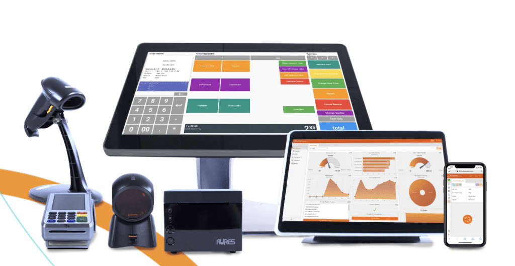 Image showing all the hardware of a POS System.