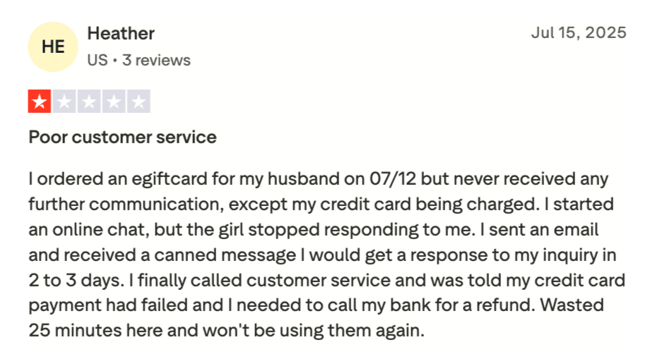 Negative Trustpilot review of Cigars POS citing unresolved customer service and payment issues
