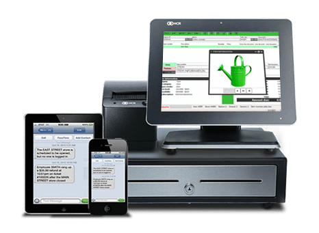 RepidGarden desktop terminal with cash drawer, printer, and tablet