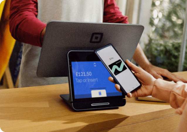 Contactless payment being made on Square POS system