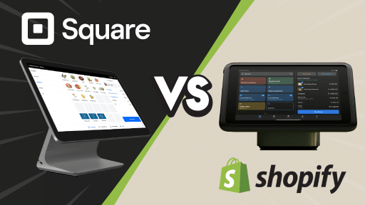 Square and Shopify hardware set versus each other with their respective logos