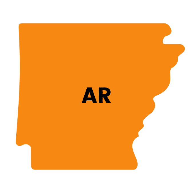 Orange graphic of Arkansas