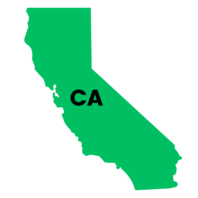 Green graphic of California