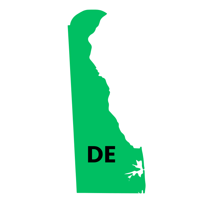 Green graphic of Delaware