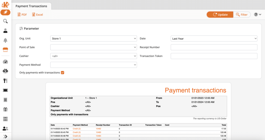 KORONA Studio transaction data