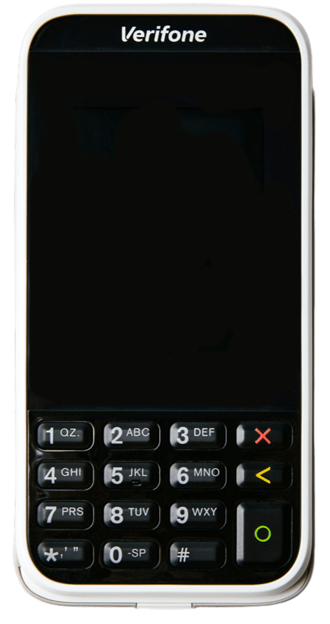 Image displaying the Veriforne Mobile Terminal, which features a manual keypad