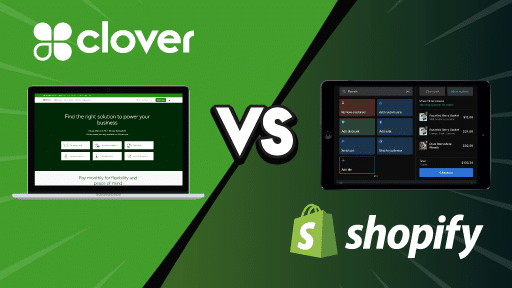 Featured image showing the dashboard of Clover and Shopify.