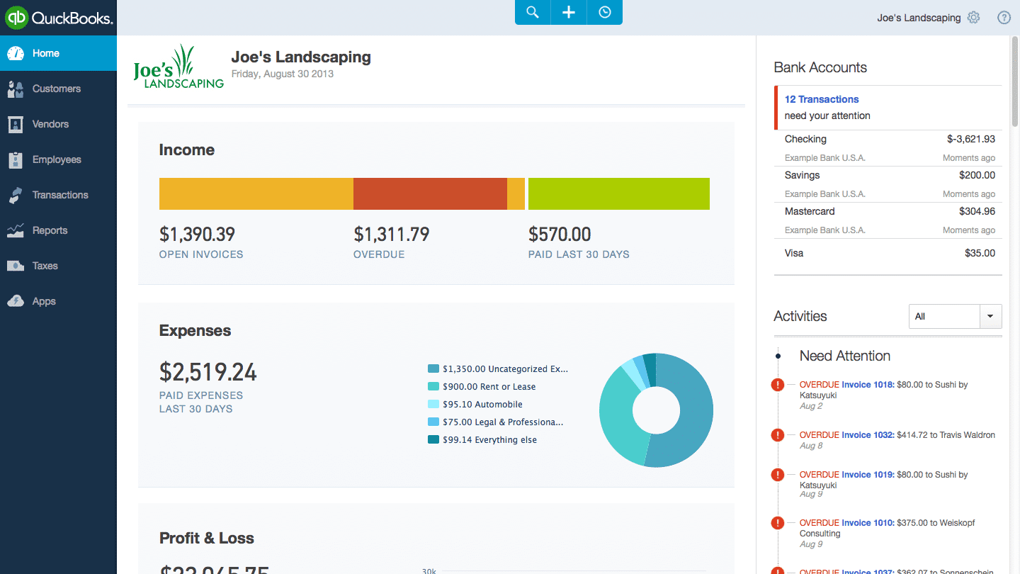 quickbooks online screenshot