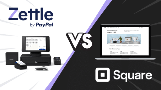 Featured image showing a comparison of Zettle and Square.