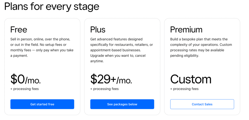 Image showing Square pricing overview