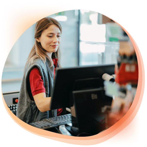 Employee using POS system