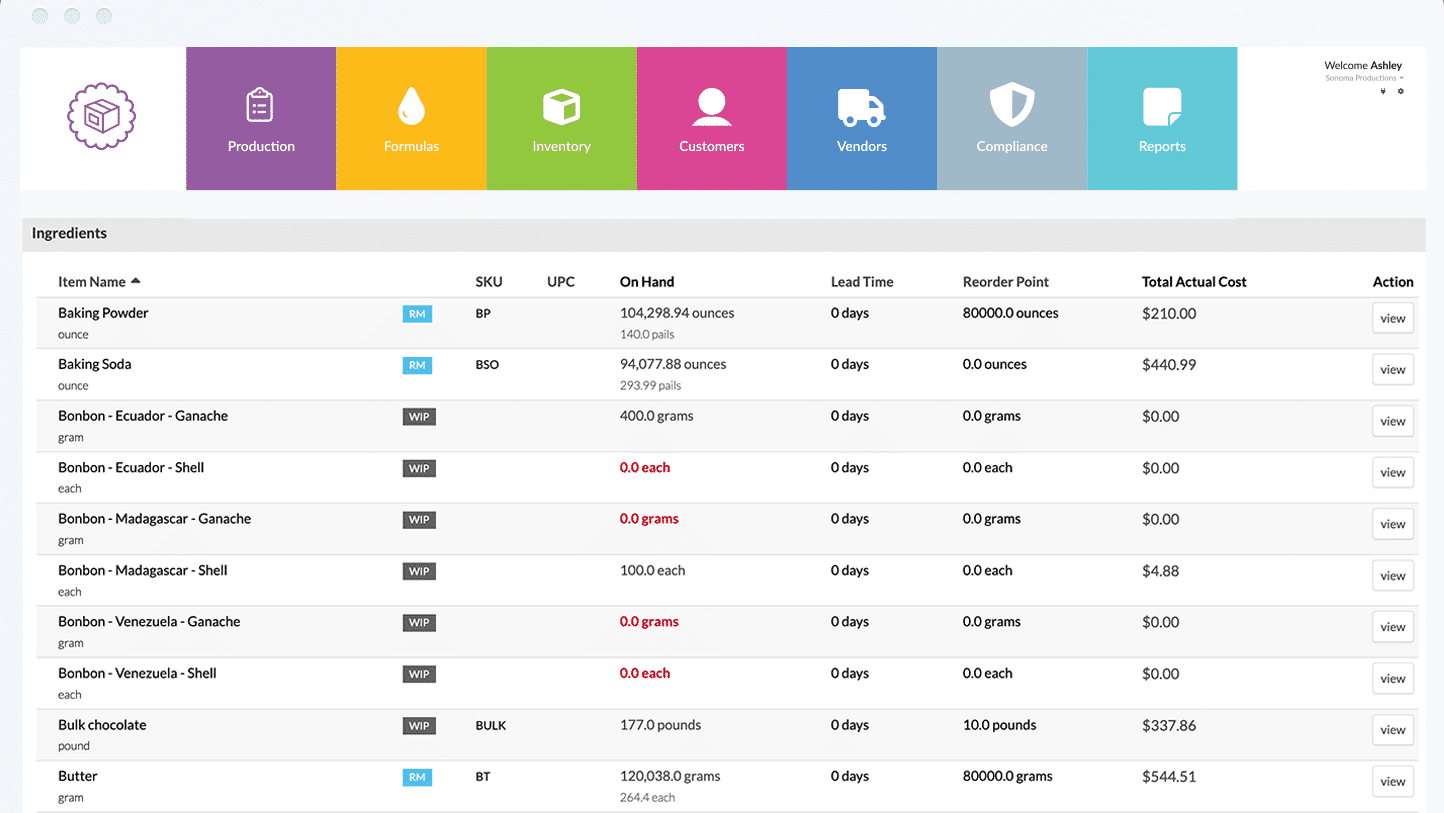 Wherefour bakery software screenshot