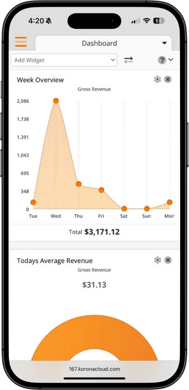 KORONA Studio, back office POS on mobile. 