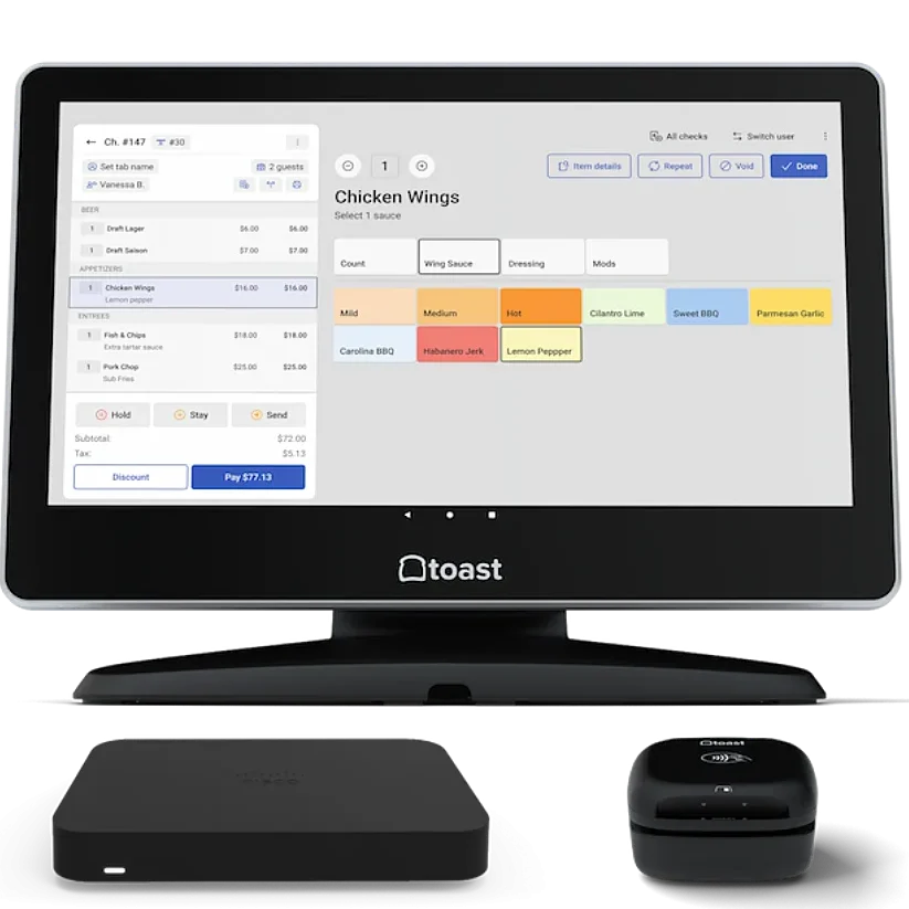Picture showing hardware kit of Toast POS.
