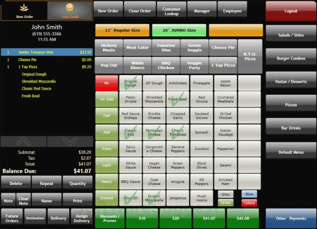 Picture showing an order screen of PAR Brink POS, used by Burger KING