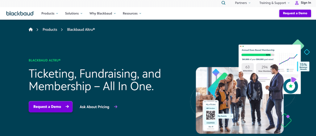 Image showing the Blackbaud Altru's homepage