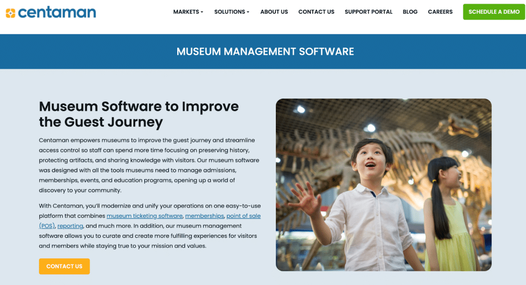 Image showing the Centaman's homepage