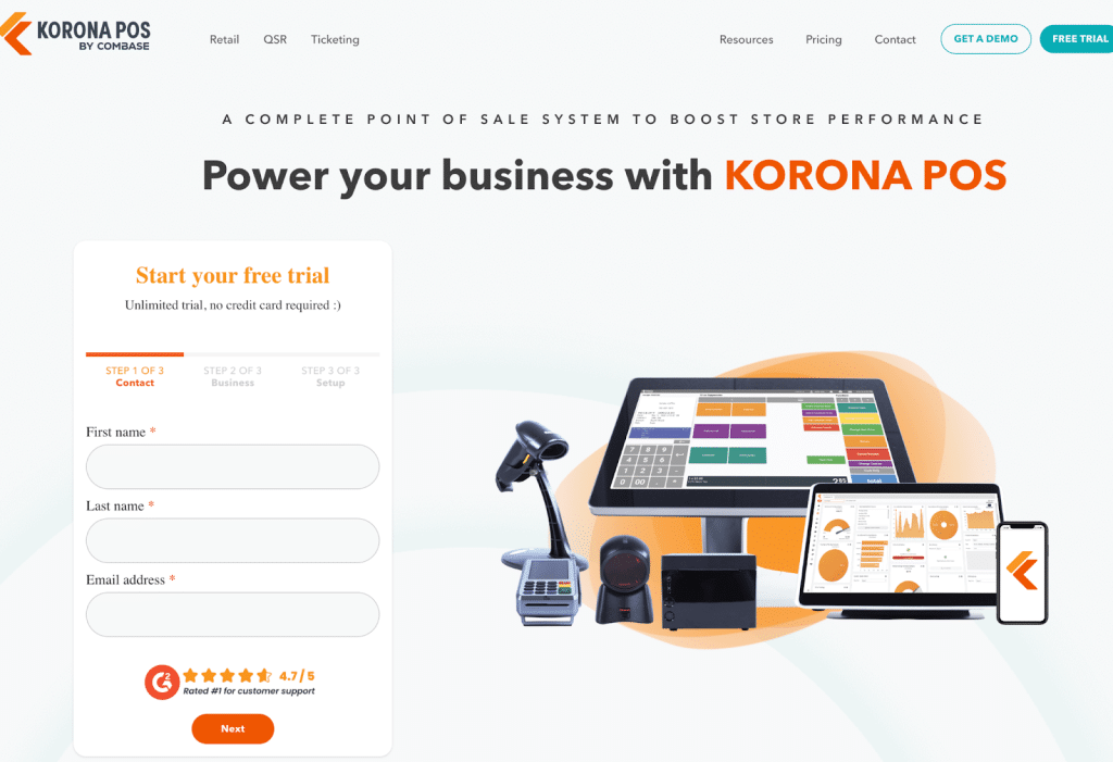Image showing the KORONA POS's homepage
